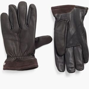 UGG MENS CAPTAIN LEATHER GLOVES FAUX FUR LINED BROWN SIZE LARGE NWT